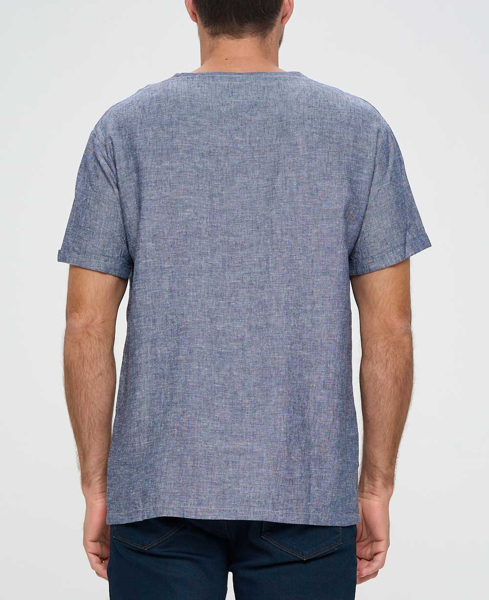 Men’s Be Here Now Blue Linen Inspirational Shirt