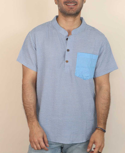 Men's Button Up Shirt With Solid Pocket