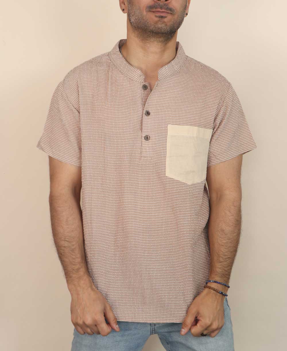 Men's Button Up Shirt With Solid Pocket